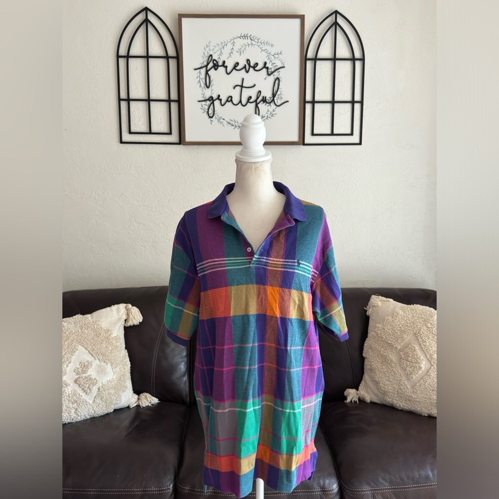 Vintage Retro Polo Ralph Lauren Colorful Bright Short Sleeve Polo Shirt Size L